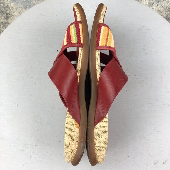 Timberland Women's Size 8.5M Red Stripe Genuine Leather Slip On Slides Sandals - Picture 8 of 14